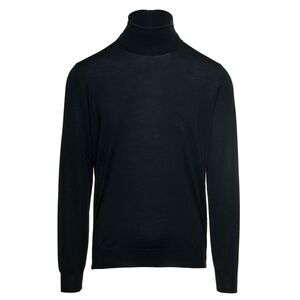 Gaudenzi Men Black Turtleneck With Roll-Collar In Wool Man Gaudenzi